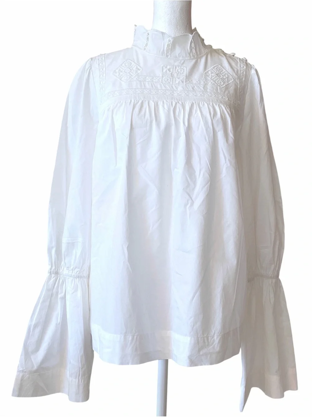 Free People Another Eternity Top Boho Crochet Lace White Bell Sleeve Small NWOT